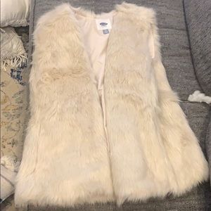 Old Navy White Fur Vest